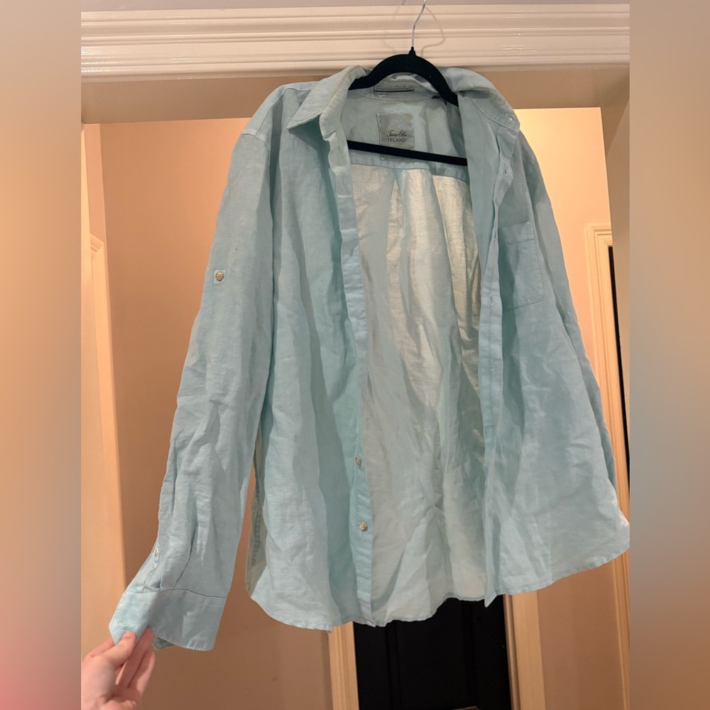 Tasso Elba Light Blue Linen Shirt